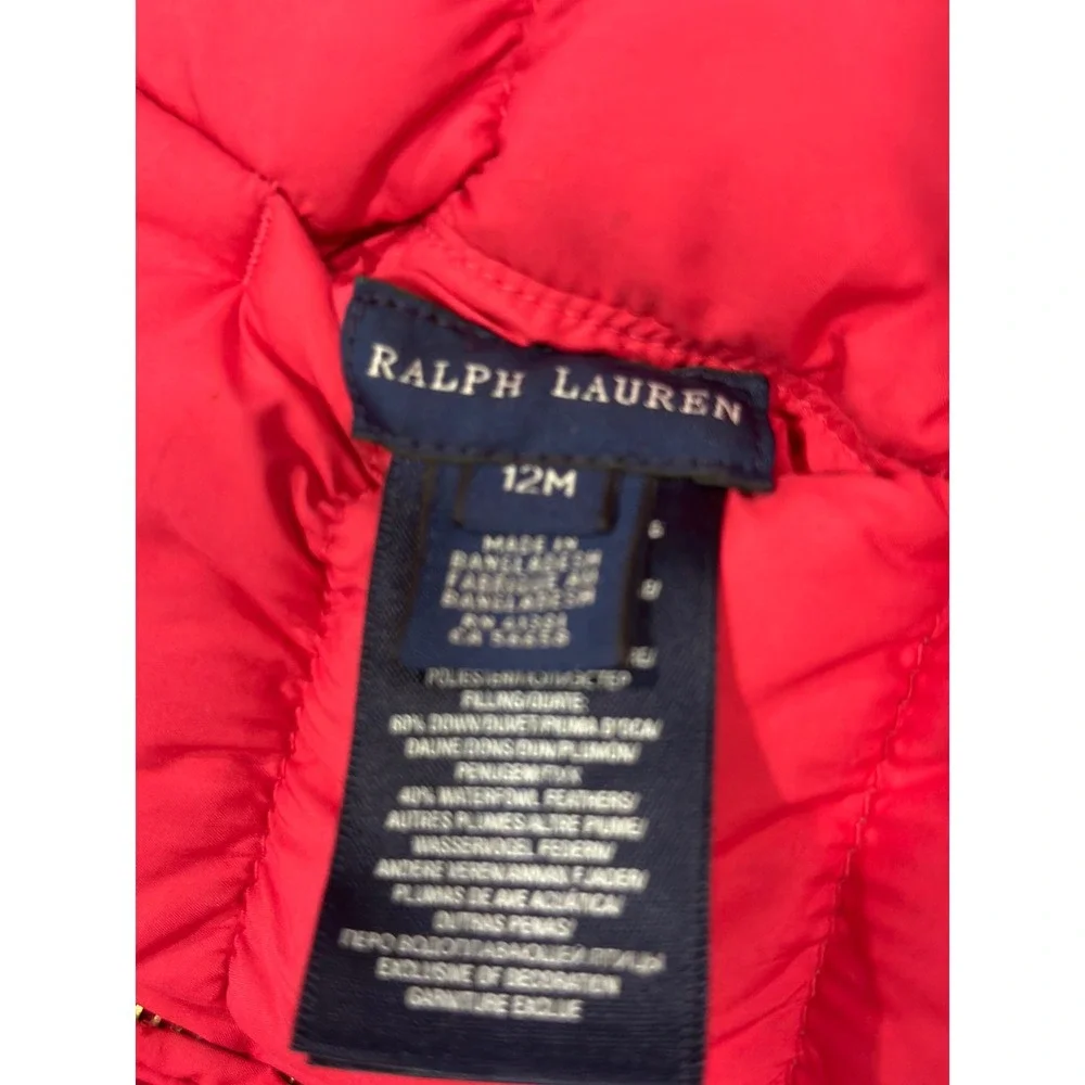 Ralph Lauren Kids Reversible Puffer Vest Pink Green Down Filled 12M